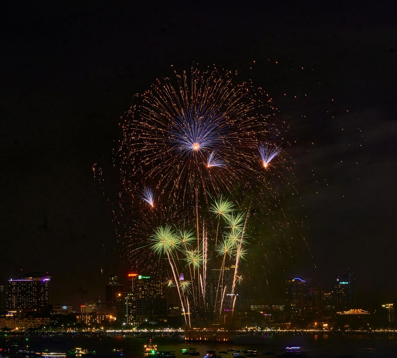 Firework Display on Pattaya Beach Thailand