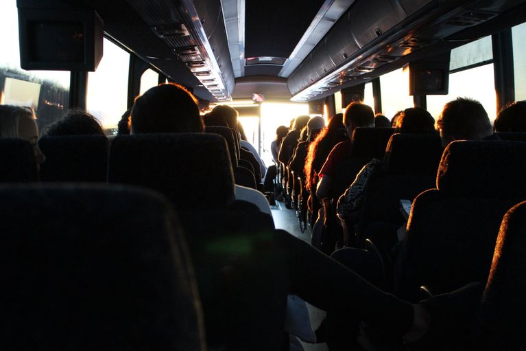 photo of interior of Bangkok bus