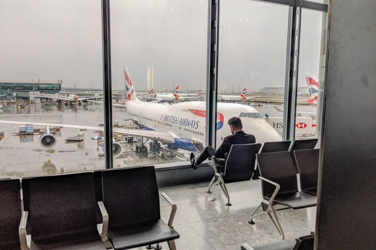 Picture taken inside a terminal at London Heathrow Airport