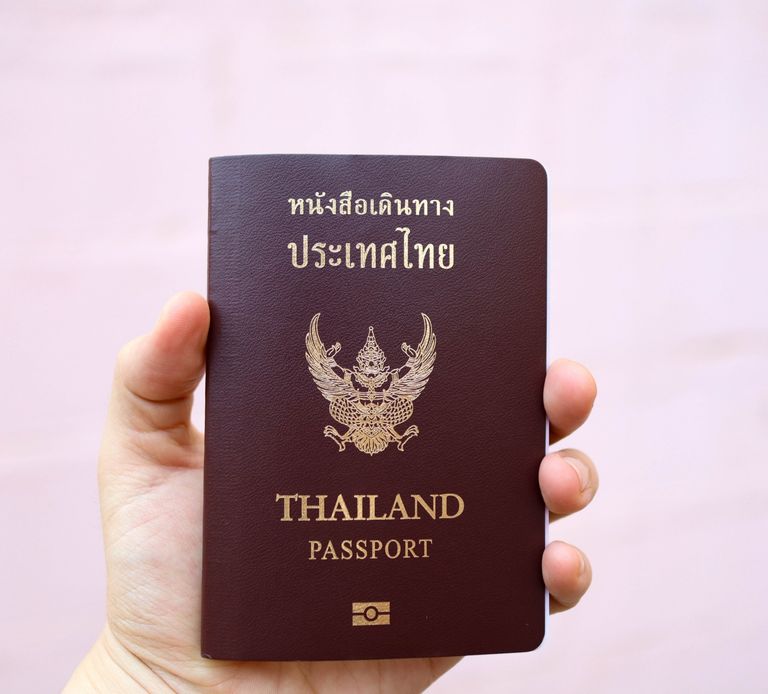 Thailand passport in the hand of the traveller