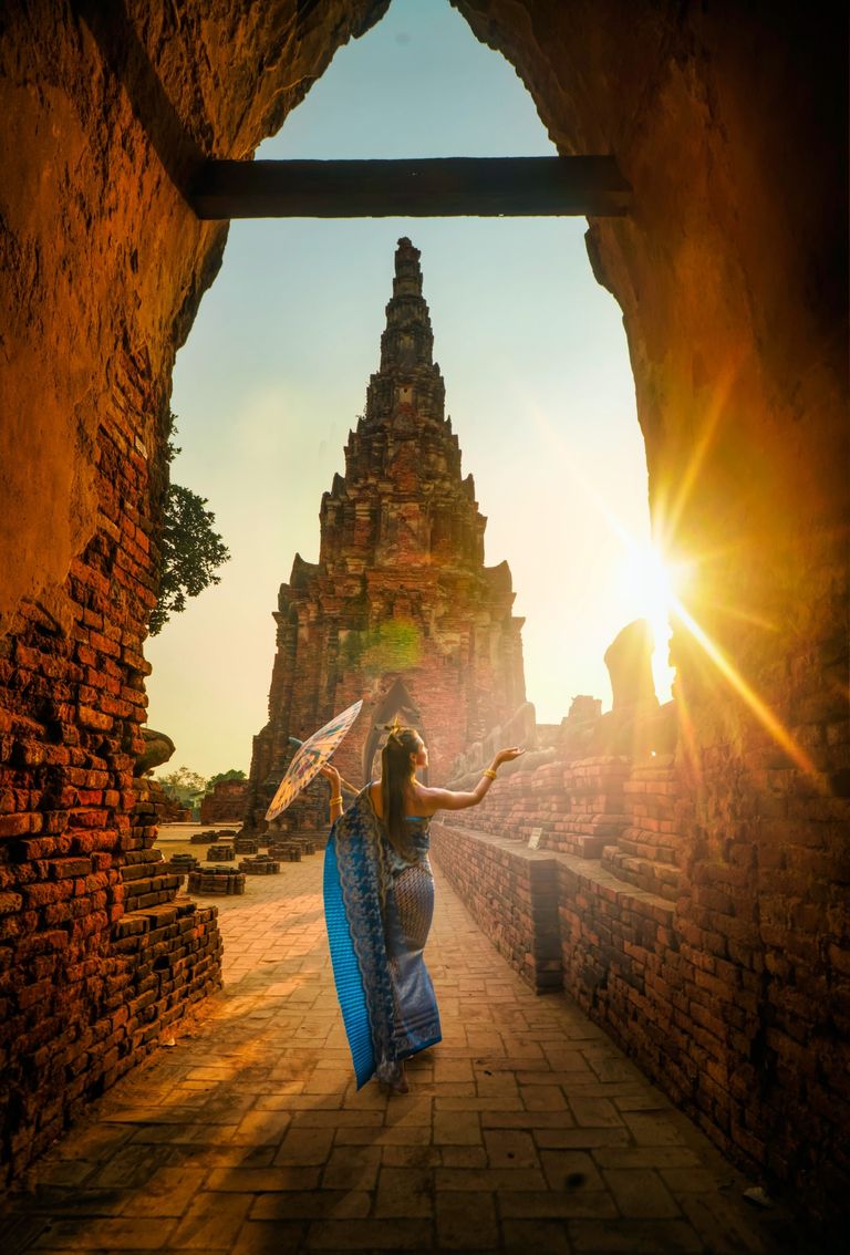 image of Thai lady in a temple