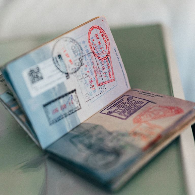 Picture of open passport with stamps