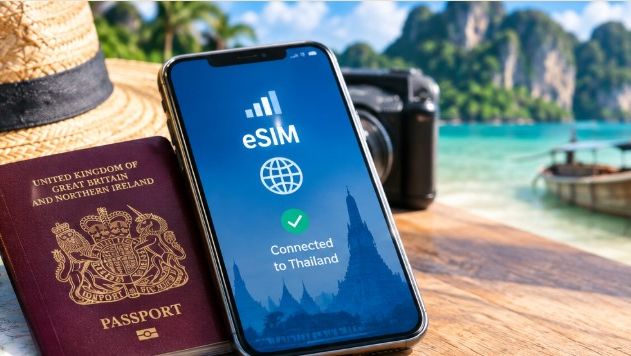 Photo of a passport and smartphone