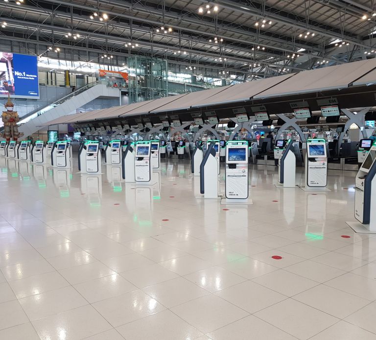 Picture of check in desks at Bangkok airport.